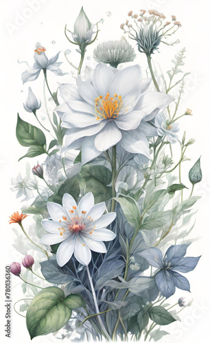 Fleur abstraite d  licate Motif de couleurs vives et mignonnes  fleurs simples et neutres sur fond blanc Mod  le sans couture d aquarelle florale   l  gante  d  licate et neutre pour le tissu.