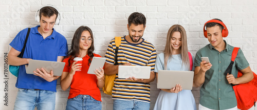 Students with modern device...