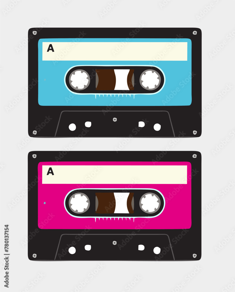 colorful retro tape recorder