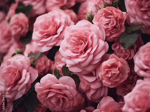 Close-up of pink climbing roses against a softly filtered background