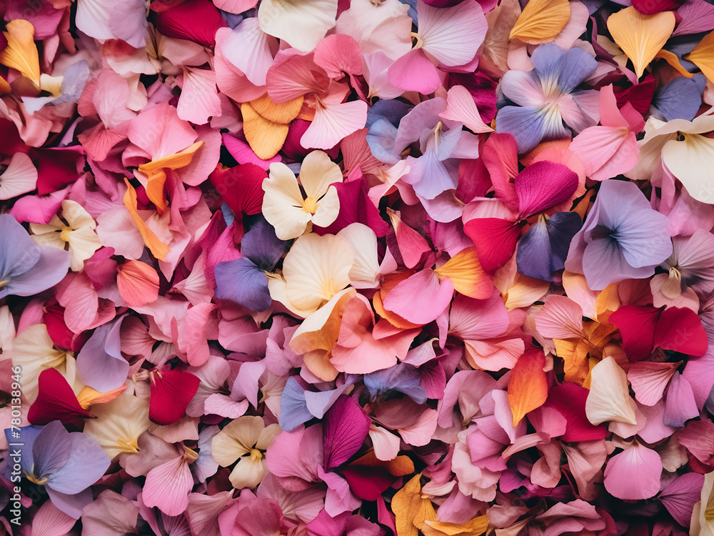 Close-up of biodegradable confetti made from real dried flower petals, eco-friendly decor Close-up of biodegradable confetti made from real dried flower petals, eco-friendly decor