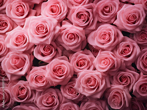 A plethora of pink roses forms a stunning floral backdrop