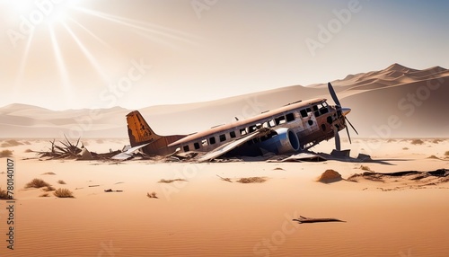 Scale Artwork of Airplane Crash Site in Deser photo
