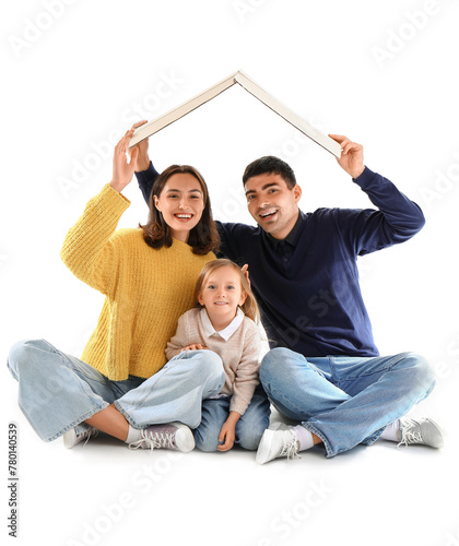 Happy family with cardboard...