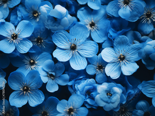 Blue floral composition depicts spring's natural beauty