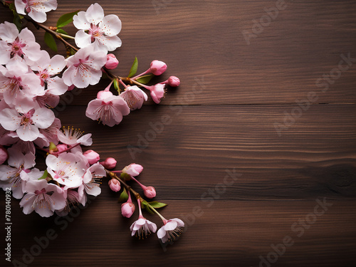 Atop a beige backdrop, a robinia neomexicana branch flourishes with pink blooms photo
