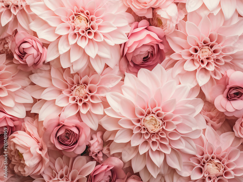 Pink e flowers adorn the backdrop in full bloom © Llama-World-studio