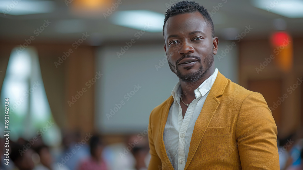 african male, professionally dressed, giving a presentation to his african office colleagues,generative ai african male, professionally dressed, giving a presentation to his african office colleagues,generative ai
