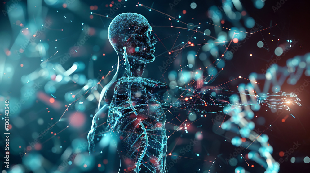 body genoscape and dna scrubbing, in the style of energetic expressions,generative ai