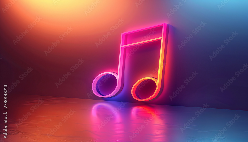musical note icon against dreamlike pastel backdrop, glowing with captivating, realistic hues of dark purple and light orange.generative ai musical note icon against dreamlike pastel backdrop, glowing with captivating, realistic hues of dark purple and light orange.generative ai