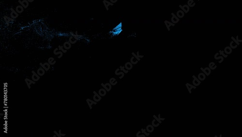 Abstract particles in different shapes being blown away to reveal or uncover underneath or could be played in reverse to hide something. Apple prores 4444 with transparency.