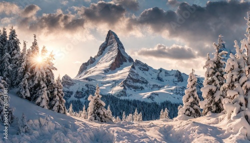 Träumerische Winterlandschaft im Gebirge