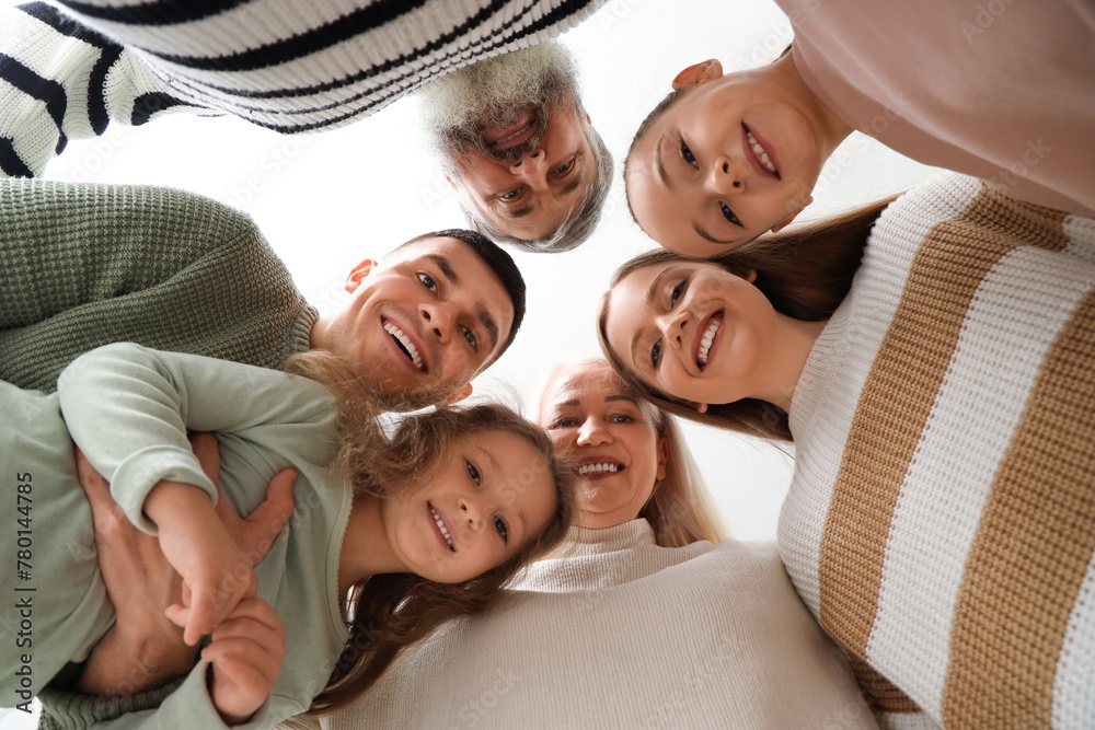 Big family at home, bottom view