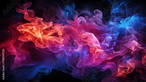 Colorful smoke on black background. Abstract background for creativity and design.