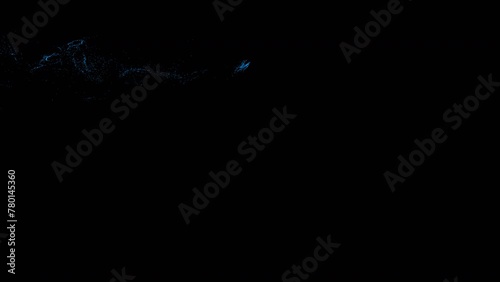 Abstract particles in different shapes being blown away to reveal or uncover underneath or could be played in reverse to hide something. Apple prores 4444 with transparency.