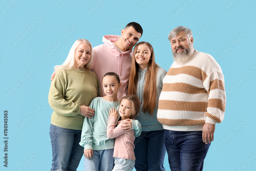 Big family on blue background Big family on blue background
