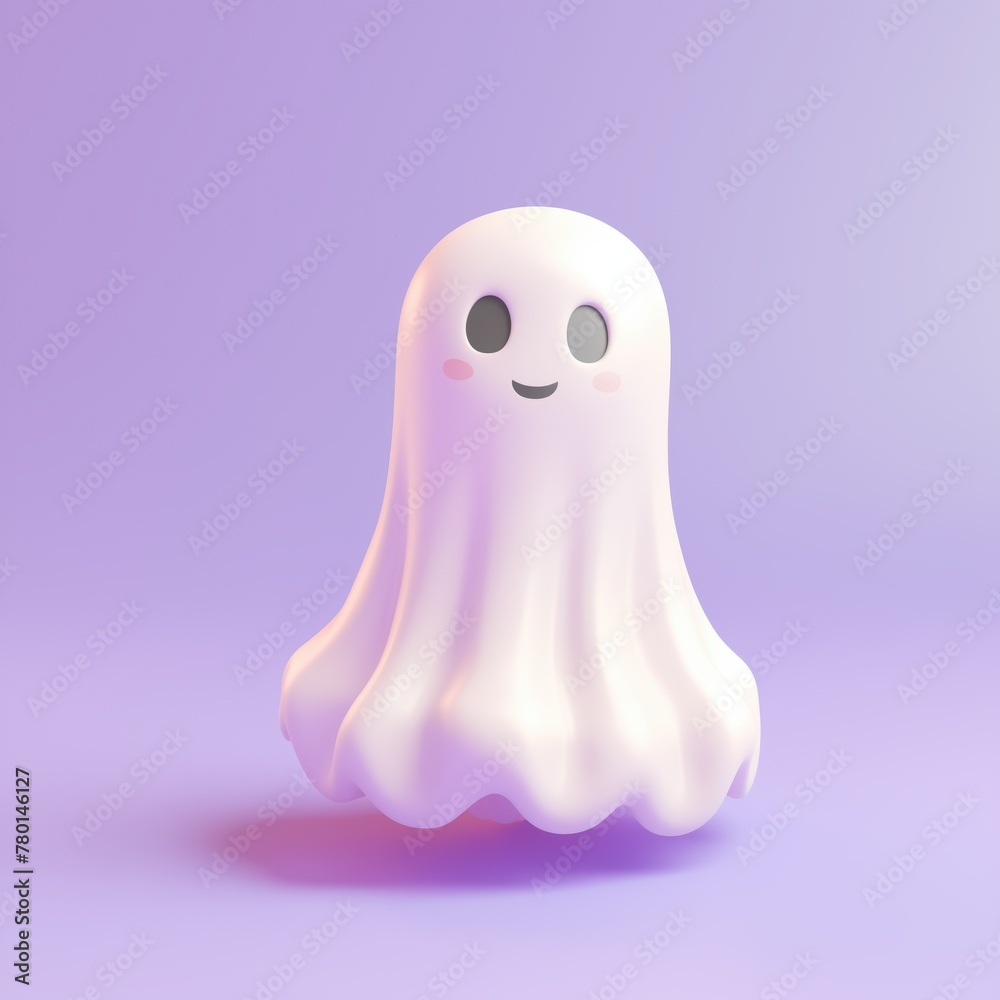 Charming 3D Clay Ghost in Soft Pastel Colors with a Cute Smile Charming 3D Clay Ghost in Soft Pastel Colors with a Cute Smile