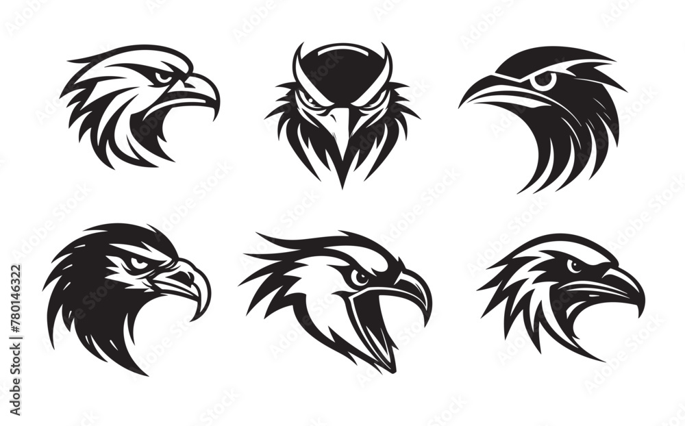 Fototapeta premium Head of raven. Crow abstract character illustration.