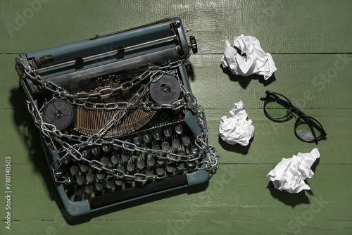 Vintage typewriter with cha...