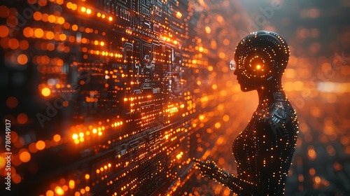 Technology Artificial intelligence (AI) and internet of things IOT concept. Data center background