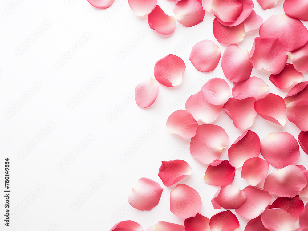 Let your text shine against the serene backdrop of rose petals on white