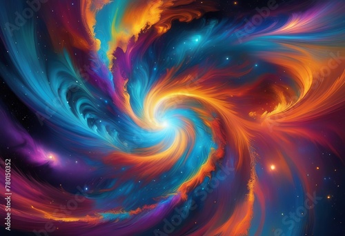 A digital painting of a cosmic vortex with vibrant colors and intricate details