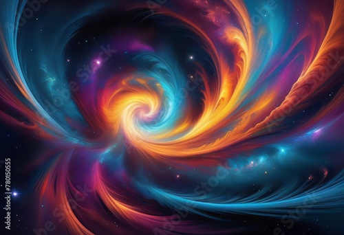 A digital painting of a cosmic vortex with vibrant colors and intricate details