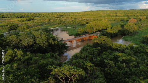 puente en el lago en sur mexico en campeche valle edzna photo