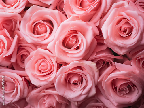 Pink tea rose petals create a soft  shallow depth-of-field background