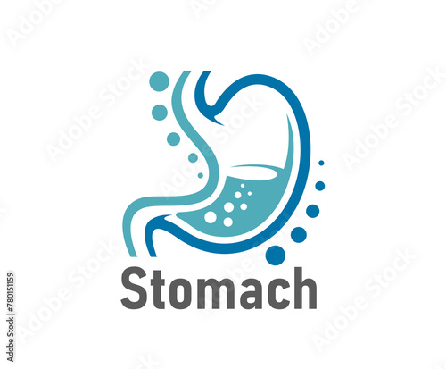 Stomach icon, isolated vector gastroenterology emblem of healthy belly organ with bubbling acid. Symbol of digestive health, internal vitality, wellness and balance. Medical gastro sign for clinic