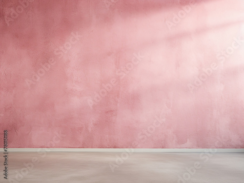 Empty pink studio backdrop with cement wall texture