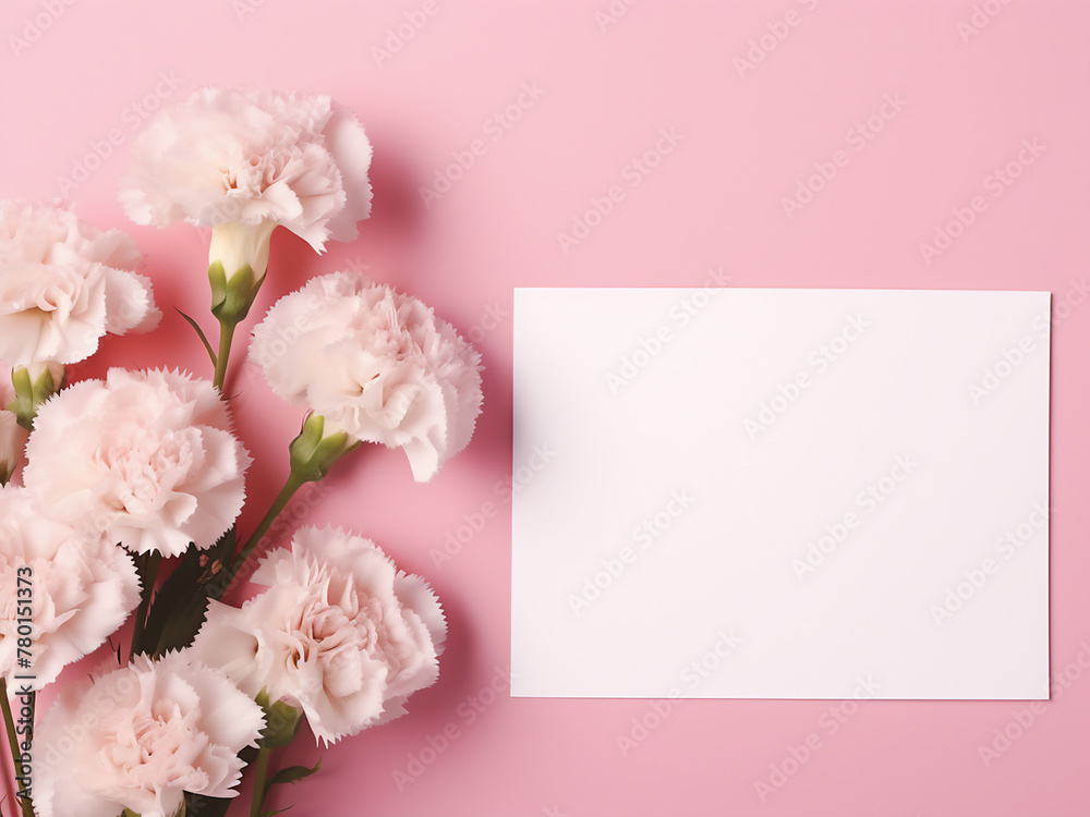 Top-down view captures pink and white carnations