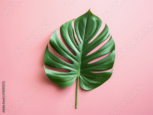 Tropical leaf set against vintage-style pink backdrop
