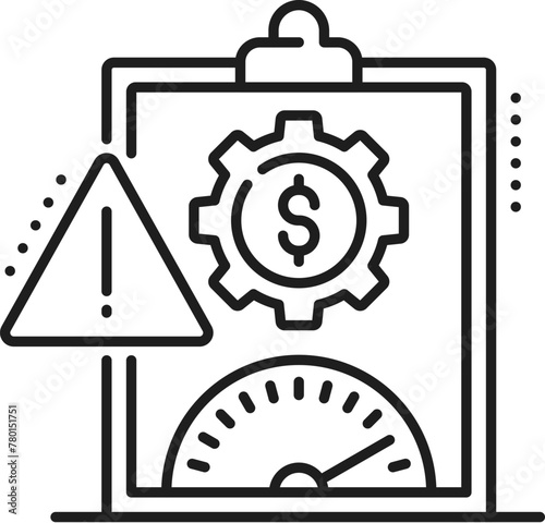 Risk assessment line icon for financial analysis, budget accounting and revenue, vector pictogram. Finance marketing and banking business icon of risk management for income and expenses analysis