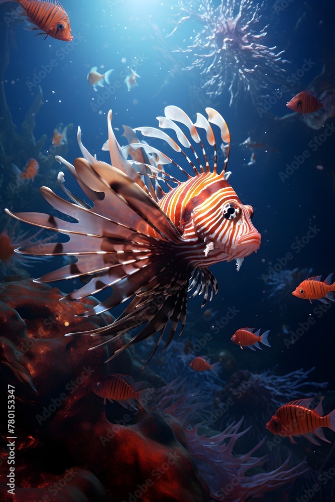 Scenarios and landscapes of the seabed. Beach and marine life. Made by AI. - obrazy, fototapety, plakaty 