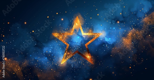 An abstract star glowing on shining background
