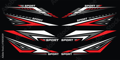 Sport car decal stripes. Speed lines, Sports stripes, racing tuning strips and car sticker vector set. Vector illustration	