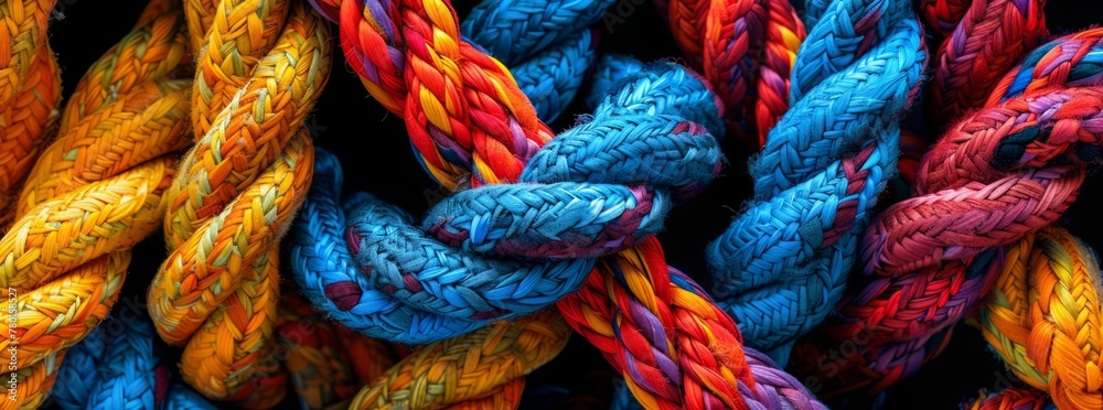 Colorful Knotted Ropes Close-Up