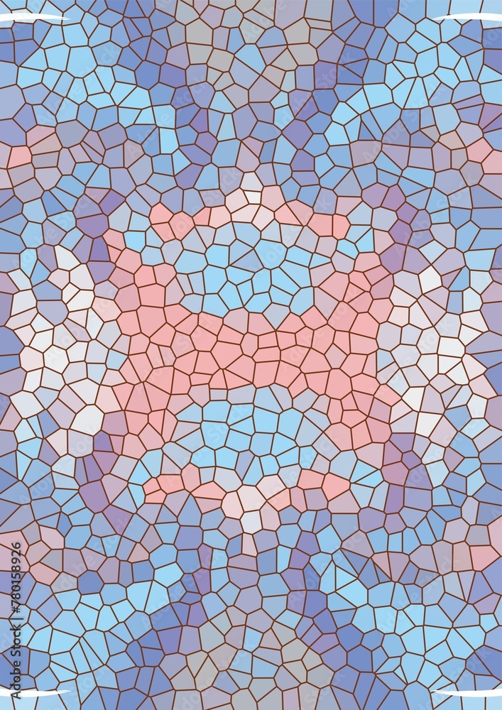 Fototapeta premium The background image is stained glass in a blue tone, used in graphics.