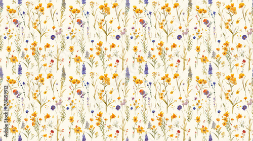 Wild herb collection, meadow inspiration, seamless watercolor