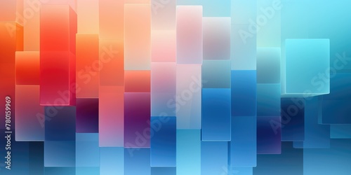 Abstract geometric background with a mosaic of blue squares and rectangles on a gradient backdrop. Suitable for technology or modern design themes. photo