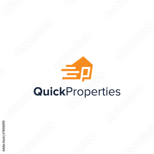 quick properties simple sleek creative modern geometric unique logo design