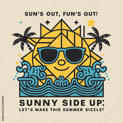 summer 2024 Abstract geometric illustration, Sun's out, fun's out, Sunny side up: Let's make this summer sizzle