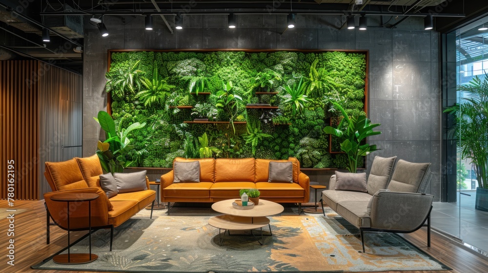 Fototapeta premium Cultivate growth and prosperity in a green-toned collaboration space.