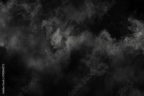 Dark, grungy smoke texture background with black night clouds, creating a haunting horror theme illustration