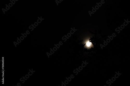 Solar Eclipse on April 8th 2024 in USA. Dark night sky with moon. Dark sky with stars