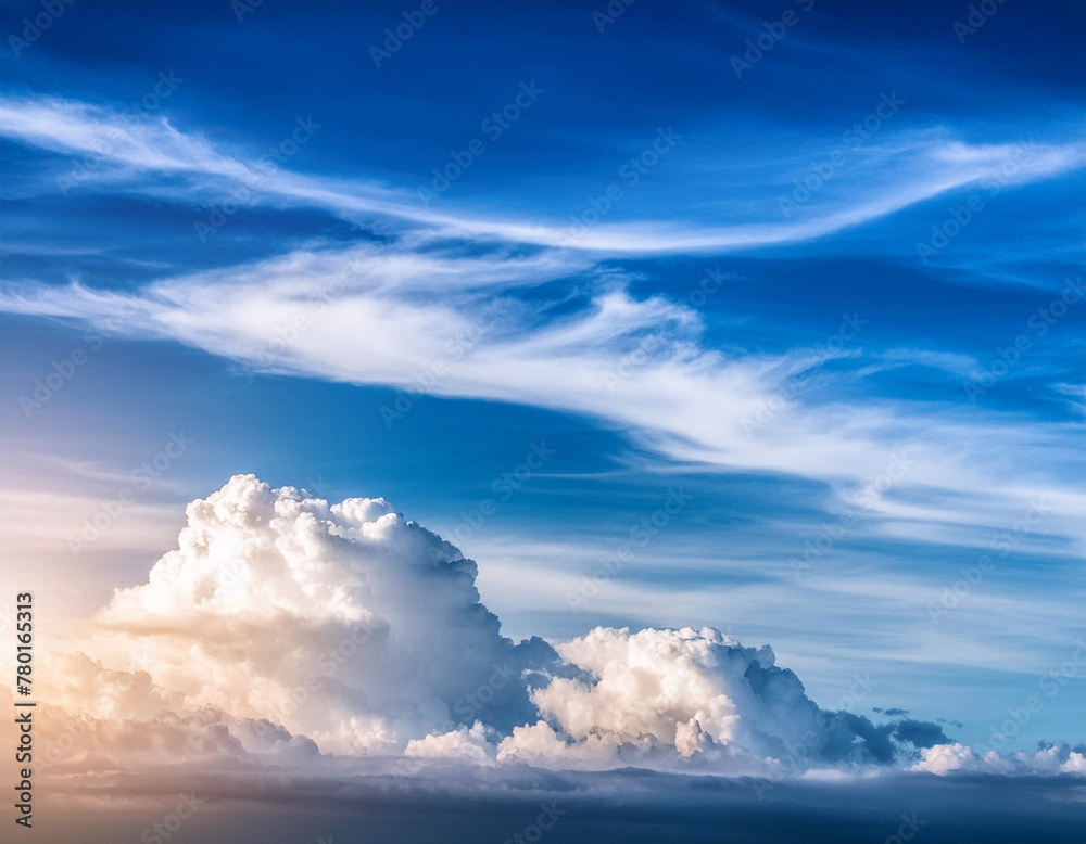 Obraz premium Blue Sky with white cloud and clear abstract. Beautiful air sunlight with cloud colorful scape