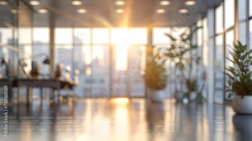 Blurred office wit bokeh effect  background business center building wallpaper, background 