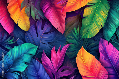 Captivating Gradient Monstera Leaves Photorealistic Tropical Foliage in Random Background