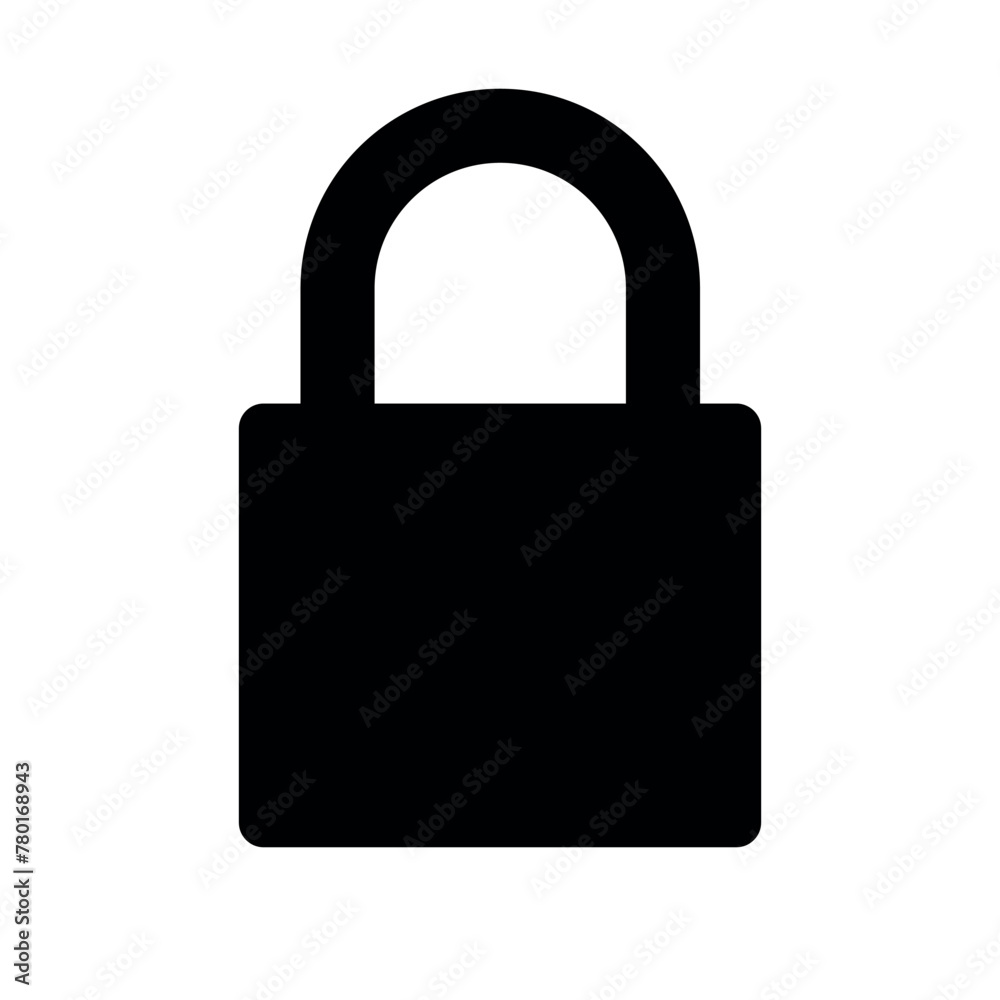 Vector flat lock silhouette isolated on white background Vector flat lock silhouette isolated on white background